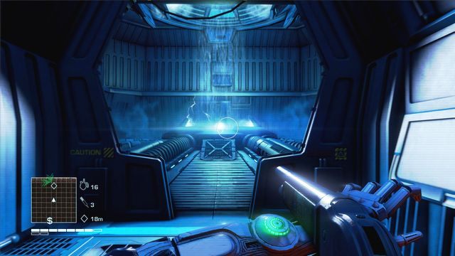 Kilka korytarzy później dotrzesz do pomieszczenia ze sklepem i drzwiami z napisem Hatch - 5 - I dont deal with psychos. I putem away | Zadania główne - Far Cry 3: Blood Dragon - poradnik do gry