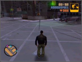 Teraz jedź w stronę Luigiego, lecz autobus postaw parę ulic wcześniej - w miejscu dokładnie pokazanym na obrazku - 01 - Luigi | Grand Theft Auto 3 - Grand Theft Auto 3 - poradnik do gry
