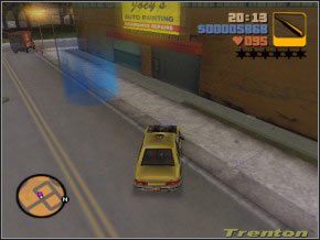 Jedź jak do kliniki, ale drogą prosto, przez trawnik, aż do niskich budynków - w tym pomarańczowym po prawej jest właśnie Joey - 01 - Luigi | Grand Theft Auto 3 - Grand Theft Auto 3 - poradnik do gry