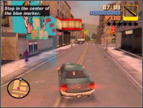 Weź kij baseballowy, wsiądź do samochodu, wyjedź i w lewo, drugi raz w lewo i po raz kolejny w lewo - dostaniesz się do baru Luigiego - 00 - Prologue | Grand Theft Auto 3 - Grand Theft Auto 3 - poradnik do gry