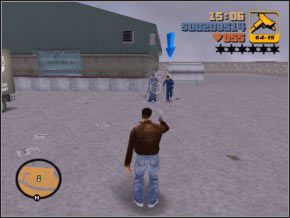 Po tym szybko uciekaj do samochodu i jedź do wodza po prawej (na radarze), tak samo załatw przeciwników stojących przy budynku - 04 - Toni | Grand Theft Auto 3 - Grand Theft Auto 3 - poradnik do gry