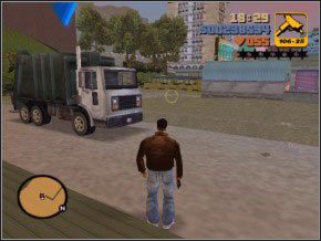 Tylko przed tymi ciężarówkami automatyczna brama do bazy Triady się otwiera - jest tam ostatni wódz - 04 - Toni | Grand Theft Auto 3 - Grand Theft Auto 3 - poradnik do gry