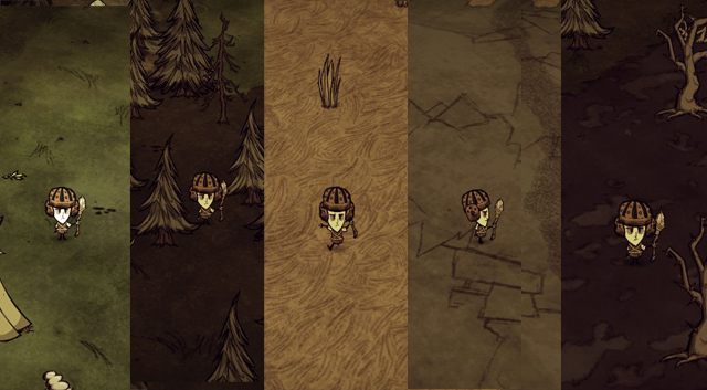 W Dont Starve światy tworzone są w sposób losowy, ale określone typy krajobrazu charakteryzują się częstszym lub rzadszym występowaniem pewnych surowców lub przeciwników - Dont Starve: Krajobraz, typy - Dont Starve - poradnik do gry
