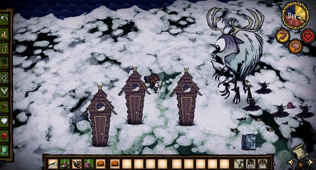Ze względu na olbrzymi zasięg bestii oraz aurę obniżającą zdrowie psychiczne, powinieneś unikać walki w zwarciu - Dont Starve: Bossowie | Walka - Dont Starve - poradnik do gry