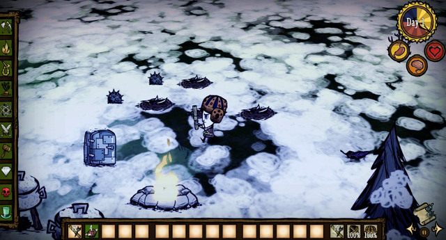 Jeśli nie wystarczy ci pocisków, rozstaw wokół obozu kolczaste pułapki (Tooth Trap) i naprawiaj je po każdym przejściu stwora - Dont Starve: Bossowie | Walka - Dont Starve - poradnik do gry