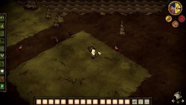 Swoją przygodę zawsze rozpoczynasz na terenie łąki, gdzie masz łatwy dostęp do większości podstawowych surowców - Dont Starve: Dzień pierwszy | Początek przygody - Dont Starve - poradnik do gry