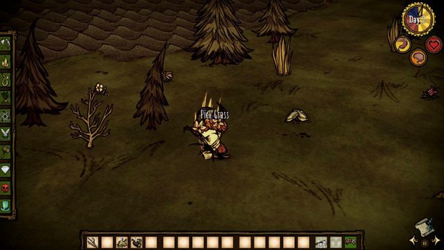 Pierwszy przedmiot zdobędziesz klikając lewym przyciskiem na krzaki zwane Sapling, a drugi powinien leżeć gdzieś w okolicy - Dont Starve: Dzień pierwszy | Początek przygody - Dont Starve - poradnik do gry