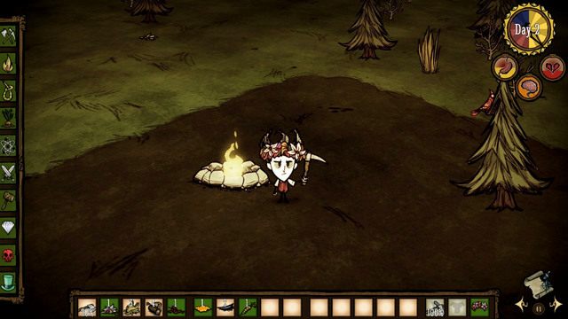 Pierwsze dwanaście będzie ci potrzebnych do stworzeni większego ogniska (Fire Pit) - Dont Starve: Dzień drugi | Początek przygody - Dont Starve - poradnik do gry