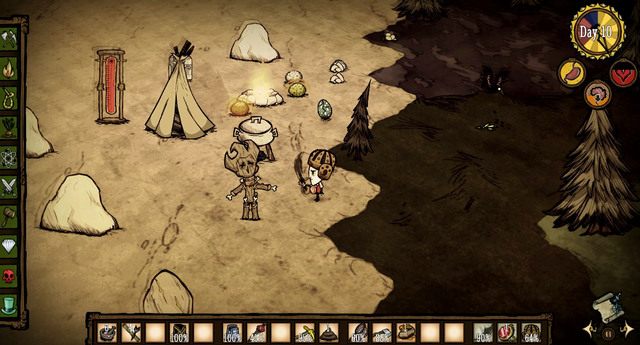 Zdobycie sześciu grudek złota nie jest łatwe, ale tylko w ten sposób odblokujesz dostęp do ulepszonej wersji farmy (Improved Farm) oraz klatki na ptaki (Bird Cage) - Dont Starve: Rozbudowa obozu - Dont Starve - poradnik do gry