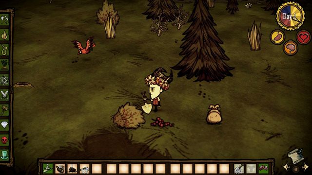 Dzięki temu jak tylko natkniesz się na krzak jagód (Berry Bush), będziesz mógł go wykopać, a na następnie umieścić tuż obok swojej bazy - Dont Starve: Sadzonki | Zdobywanie pożywienia - Dont Starve - poradnik do gry