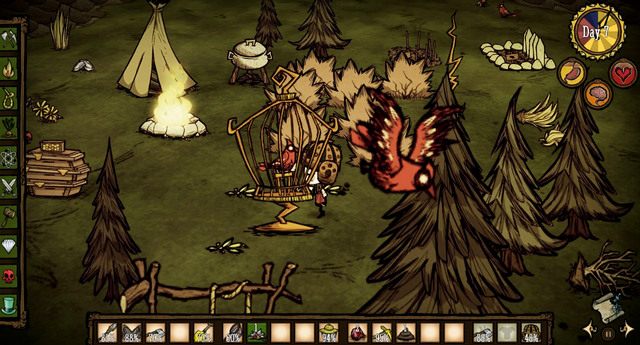 Tak schwytanego ptaka możesz karmić nasionami, warzywami oraz każdym rodzajem mięsa (poza surowym Monster Meat) - Dont Starve: Hodowla zwierząt - Dont Starve - poradnik do gry