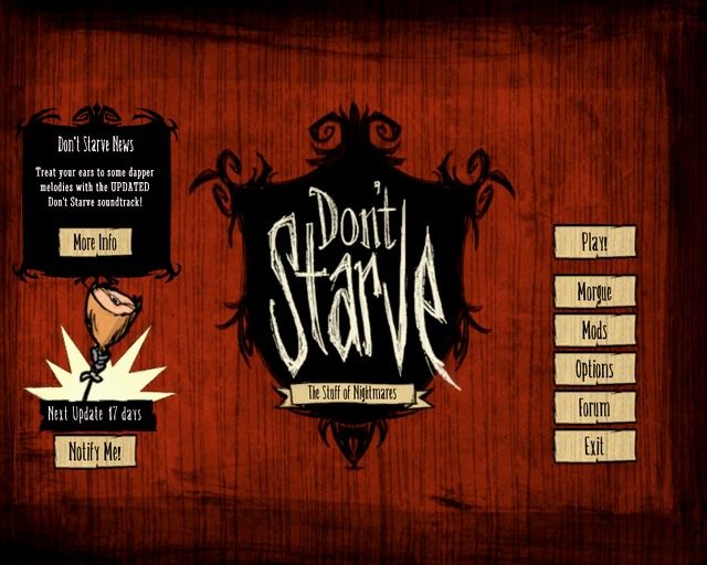 Na stronie głównej gry jest informacja, kiedy można spodziewać się nowych uaktualnień. - Dont Starve: Lista Aktualizacji - Dont Starve - poradnik do gry