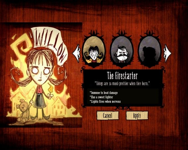 Grając tą postacią ogień nie jest Ci straszny. - Dont Starve: Zmiany w postaciach - Dont Starve - poradnik do gry
