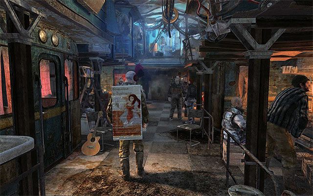 5) Gitara (rozdział 9 - Bolszoj) - Instrument znajduje się w dużej sali z barami i restauracjami - Instrumenty muzyczne | Inne sekrety | Metro Last Light - Metro: Last Light - poradnik do gry