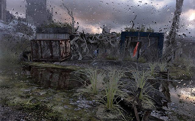 Udając się na lewo od miejsca startu dotrzesz do porośniętych ruin - Skrzynie z ekwipunkiem na bagnach | Inne sekrety | Metro Last Light - Metro: Last Light - poradnik do gry