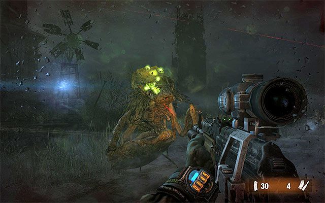 Do zadawania bossowi obrażeń najlepiej jest używać broni palnej - Spotkaj się ze stalkerami w cerkwi | Rozdział 17 - Noc | Metro Last Light - Metro: Last Light - poradnik do gry