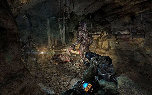 Odwróć się i rozpocznij kolejny liniowy przemarsz (możesz już na szczęście używać latarki i noktowizora) - Idź katakumbami do Oktiabrskiej cz.1 | Rozdział 18 - Dolne miasto - Metro: Last Light - poradnik do gry
