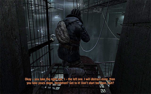 Upewnij się, że kucasz i podążaj powoli za Pawłem - Podążaj za Pawłem i unikaj wykrycia | Rozdział 3 - Paweł | Metro Last Light - Metro: Last Light - poradnik do gry