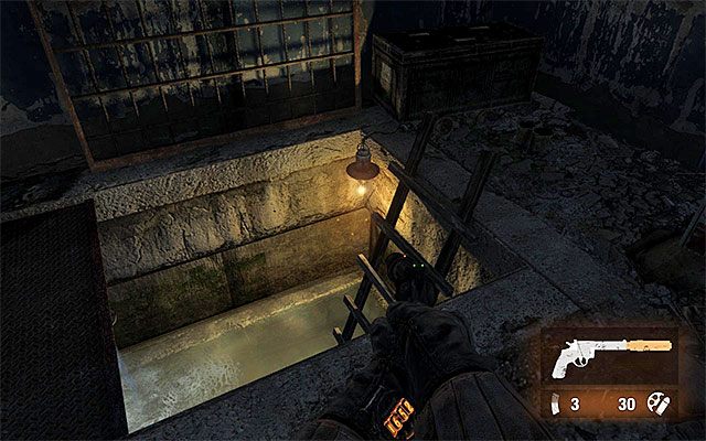 Ostatni z godnych rozważenia wariantów zachowania zakłada zdecydowanie się na przeprawę kanałami - Znajdź przełącznik otwierający podwójne drzwi | Rozdział 6 - Ośrodek - Metro: Last Light - poradnik do gry