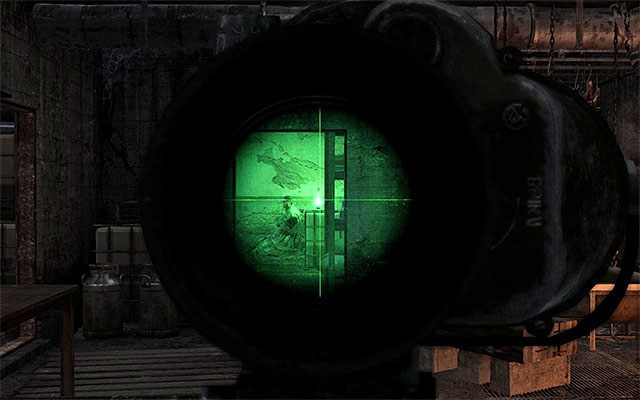 Powróć do poprzedniego pomieszczenia i tym razem zbliż się do korytarza pilnowanego przez pojedynczego wartownika - Użyj wagonu, by przebić się przez pułapkę z kolców | Rozdział 13 - Bandyci - Metro: Last Light - poradnik do gry