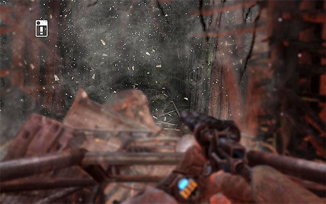 Udaj się ponownie do wagonu i zajmij miejsce na jego pokładzie - Użyj wagonu, by przebić się przez pułapkę z kolców | Rozdział 13 - Bandyci - Metro: Last Light - poradnik do gry