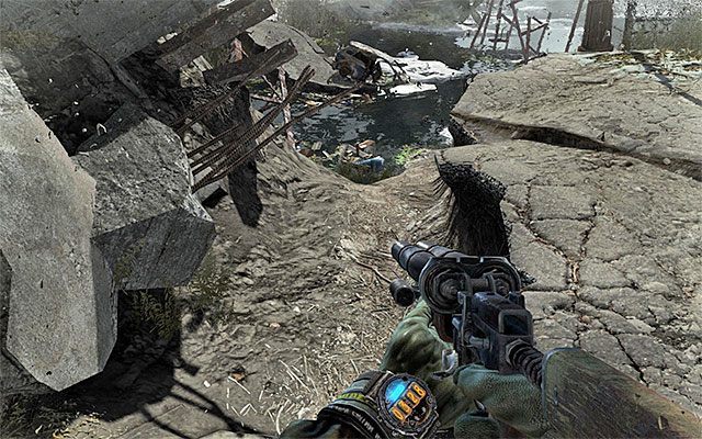 Przejdź przez przewrócony wagon i kontynuuj liniowy przemarsz - Dotrzyj do Polis i zamelduj o tym, czego dowiedziałeś się o Czerwonych | Rozdział 23 - Przejście - Metro: Last Light - poradnik do gry