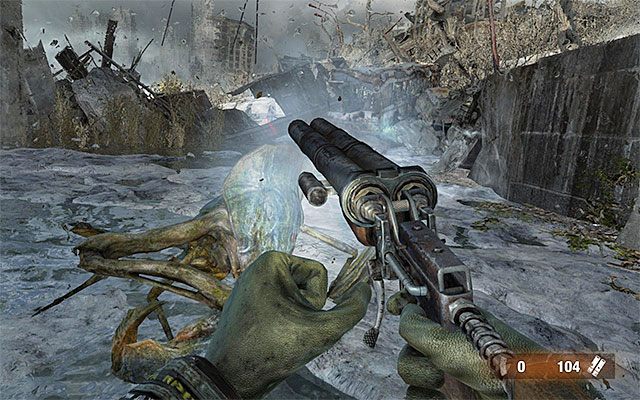 Przemieszczaj się prosto, najlepiej trzymając się blisko zlokalizowanych po prawej stronie murków - Dotrzyj do Polis i zamelduj o tym, czego dowiedziałeś się o Czerwonych | Rozdział 23 - Przejście - Metro: Last Light - poradnik do gry