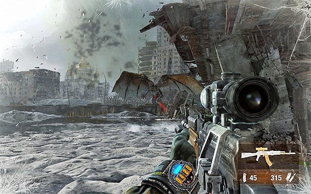 Zanim wyruszysz dalej dobrze byłoby zająć się zamordowaniem demona, który przeszkodził ci w przeprawie przez wagoniki - Dotrzyj do Polis i zamelduj o tym, czego dowiedziałeś się o Czerwonych | Rozdział 23 - Przejście - Metro: Last Light - poradnik do gry