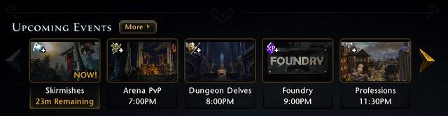 Plan zawierający większą ilość przyszłych wydarzeń godzinowych dostępny jest na głównej stronie Landing Page (klawisz L) - Wydarzenia (Eventy) w Neverwinter | Podstawy rozgrywki i eksploracja - Neverwinter - poradnik do gry