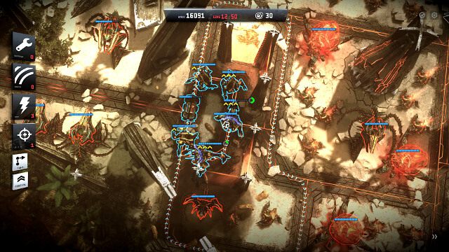 Po dotarciu do tej sekcji, w bezpiecznej obudowanej części, zmień kształt oddziału na: 2x Shadow Servant, 1x Drona, 3x Rocket Hammer i przetnij sektor w połowie by pozbyć się Chargerów - MISJA 13 - Sezamie, otwórz się! | Opis przejścia | Anomaly 2 - Anomaly 2 - poradnik do gry