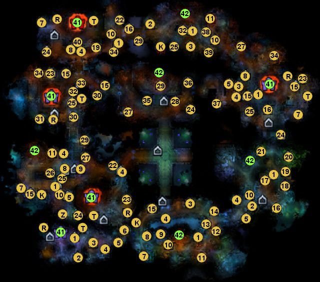 1 - kamień oświecenia (daje bohaterowi 2500 XP - Mapa 2 - lokacje | 4 - Zagłada, Która Dotknęła Konos - mapy - Might & Magic: Heroes VI - Cienie Mroku - poradnik do gry