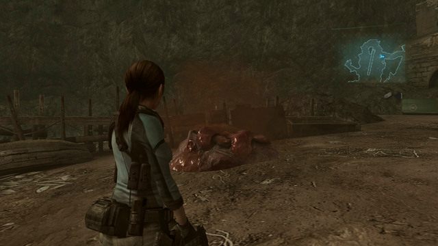 Większy leży na plaży po drugiej stronie i eksploduje w wyniku skanowania - W głębiny - część II | Epizod 1 | Resident Evil Revelations - Resident Evil: Revelations - poradnik do gry