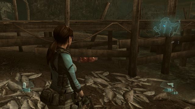 Ostatni kawałek mięsa ukryto na piasku pod pomostem - W głębiny - część II | Epizod 1 | Resident Evil Revelations - Resident Evil: Revelations - poradnik do gry