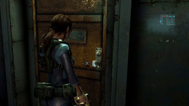 Idąc cały czas przed siebie, dotrzesz do korytarza z dwójką zamkniętych drzwi - W głębiny - część III | Epizod 1 | Resident Evil Revelations - Resident Evil: Revelations - poradnik do gry