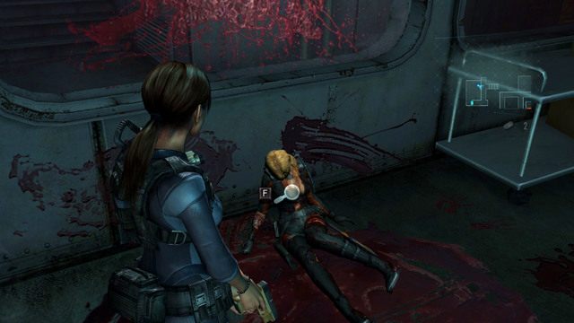 Gdy teren będzie czysty, przyjrzyj się martwej kobiecie i zeskanuj obszar dookoła przy pomocy Genesis - W głębiny - część III | Epizod 1 | Resident Evil Revelations - Resident Evil: Revelations - poradnik do gry