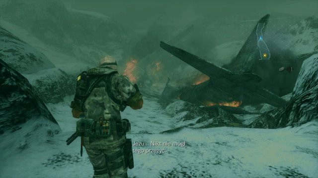 Na początku idź cały czas przed siebie, aż dotrzesz do miejsca upadku samolotu - Podwójna zagadka - część I | Epizod 2 | Resident Evil Revelations - Resident Evil: Revelations - poradnik do gry