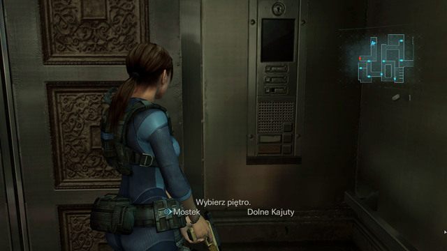 Zniszcz kłódkę szybki uderzeniem noża, a następnie idź cały czas prosto, aż do windy - Podwójna zagadka - część II | Epizod 2 | Resident Evil Revelations - Resident Evil: Revelations - poradnik do gry