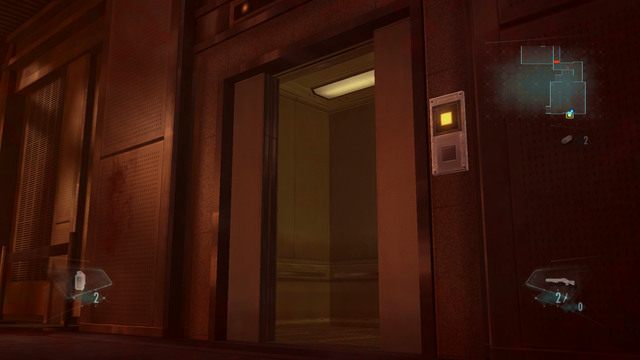 Jak tylko winda się otworzy, wejdź do środka, poczekaj na Jessicę i wciśnij przycisk z prawej, by wjechać na górę - Duchy Veltro - część I | Epizod 3 | Resident Evil Revelations - Resident Evil: Revelations - poradnik do gry