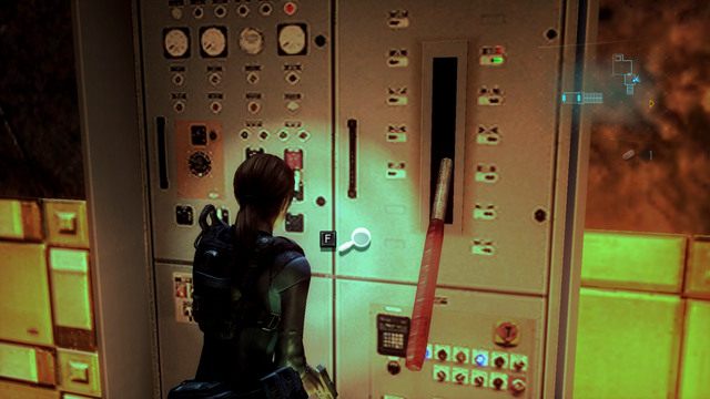 Przejdź przez nie, a następnie wejdź po schodach z lewej i pociągając dźwignię uruchom zasilanie - Koszmar powraca | Epizod 4 | Resident Evil Revelations - Resident Evil: Revelations - poradnik do gry