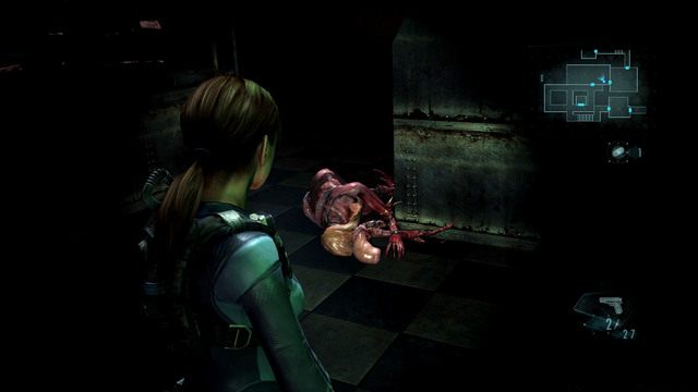 Ostatnie starcie czeka cię w pomieszczeniu z świecącym na fioletowo automatem - Koszmar powraca | Epizod 4 | Resident Evil Revelations - Resident Evil: Revelations - poradnik do gry