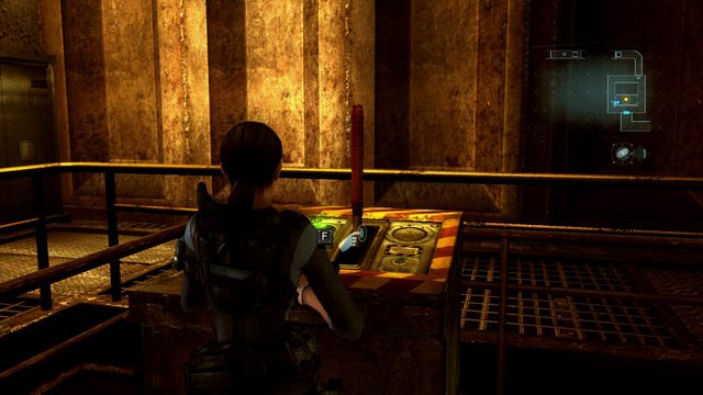 Możesz teraz wrócić do windy, użyć klucza na odpowiednim panelu, a następnie pociągnąć za dźwignie - Koszmar powraca | Epizod 4 | Resident Evil Revelations - Resident Evil: Revelations - poradnik do gry