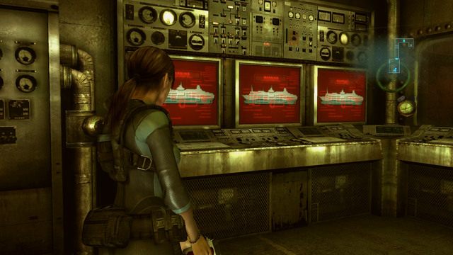 Korytarze zaprowadzą cie do komputera, z którego dowiesz się o braku zasilania - Ujawnione Sekrety - część II | Epizod 5 | Resident Evil Revelations - Resident Evil: Revelations - poradnik do gry