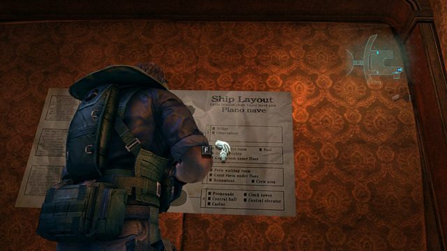 Tuż obok znajdziesz wiszącą na ścianie mapę - Kot i Mysz - część I | Epizod 6 | Resident Evil Revelations - Resident Evil: Revelations - poradnik do gry