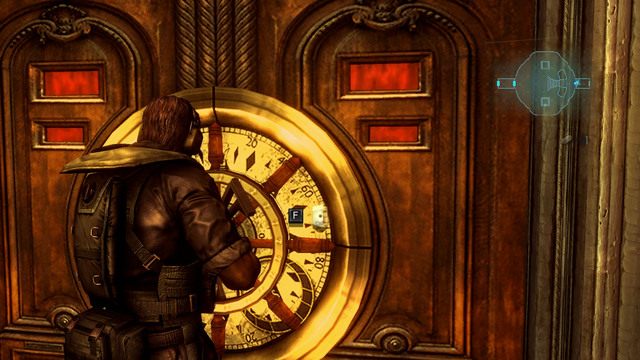 Przejdź więc przez drzwi pod schodami i biegnij cały czas w zaznaczonym na mapie kierunku - Kot i Mysz - część I | Epizod 6 | Resident Evil Revelations - Resident Evil: Revelations - poradnik do gry