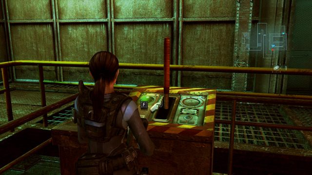 Po krótkiej cut-scence wyjdź przez drzwi po drugiej stronie i udaj się do windy - Kot i Mysz - część II | Epizod 6 | Resident Evil Revelations - Resident Evil: Revelations - poradnik do gry