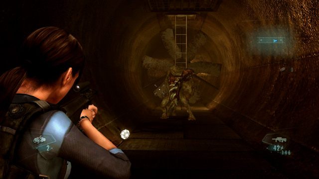 Gdy znajdziesz się na miejscu, wejdź do tunelu po lewej stronie - Kot i Mysz - część II | Epizod 6 | Resident Evil Revelations - Resident Evil: Revelations - poradnik do gry