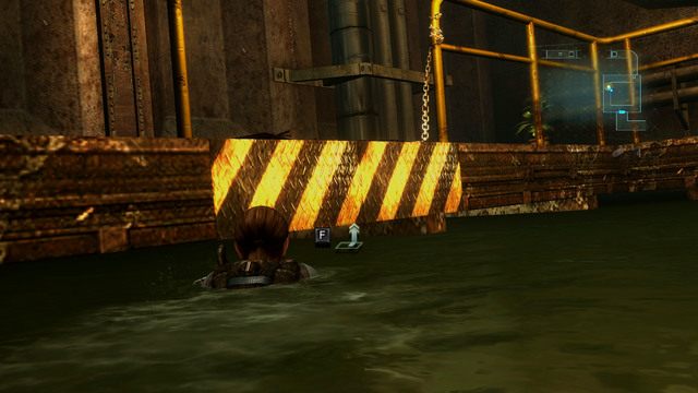 Przedostań się tam na powierzchnię i wyjdź na suchy ląd w miejscu z żółto-czarnymi pasami - Wszystko albo nic - część I | Epizod 8 | Resident Evil Revelations - Resident Evil: Revelations - poradnik do gry