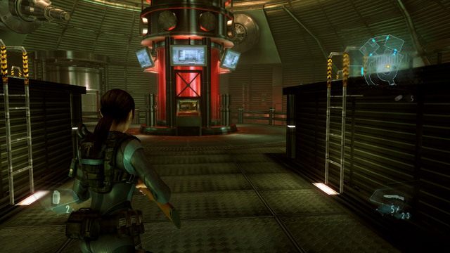 Za nimi idź cały czas prosto, aż do pomieszczenia z kolejnym dużym zbiornikiem wirusa - Bez wyjścia - cześć II | Epizod 9 | Resident Evil Revelations - Resident Evil: Revelations - poradnik do gry