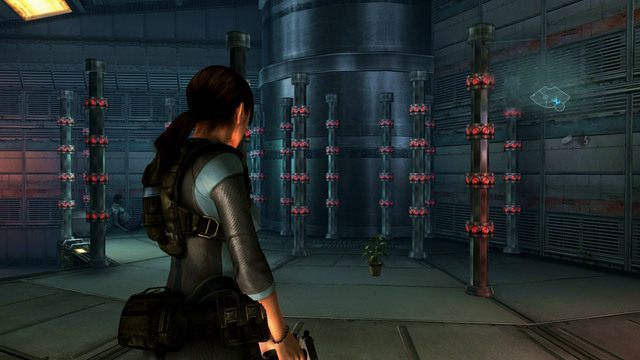 Zabierze cię ona poziom niżej, gdzie natkniesz się na stworzony z laserów labirynt - Bez wyjścia - cześć II | Epizod 9 | Resident Evil Revelations - Resident Evil: Revelations - poradnik do gry