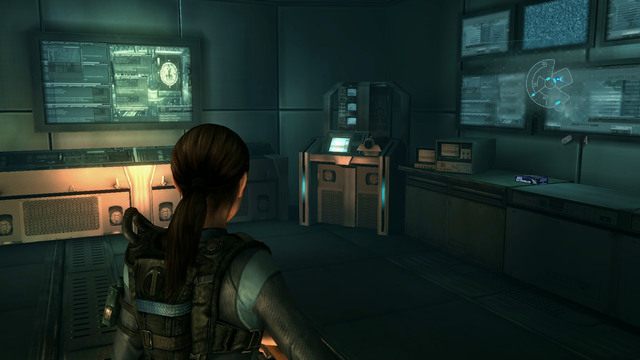 Kawałek dalej znajdziesz pokój z urządzeniem do tworzenia szczepionek, mapą laboratorium oraz przełącznikiem laserów - Bez wyjścia - cześć II | Epizod 9 | Resident Evil Revelations - Resident Evil: Revelations - poradnik do gry